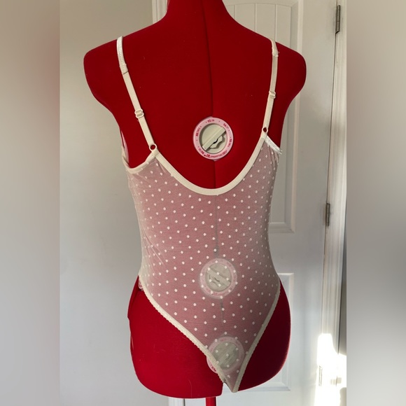 Vintage Marilyn Monroe By Warners Mesh Lingerie Bodysuit With Velvet Polka Dots - Picture 6 of 11
